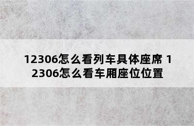 12306怎么看列车具体座席 12306怎么看车厢座位位置